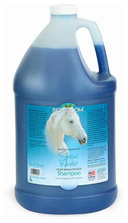 Bio-Groom Шампунь для лошадей с белой шерстью (концентрат 1:4), Bio-Groom Show White, 3.8л