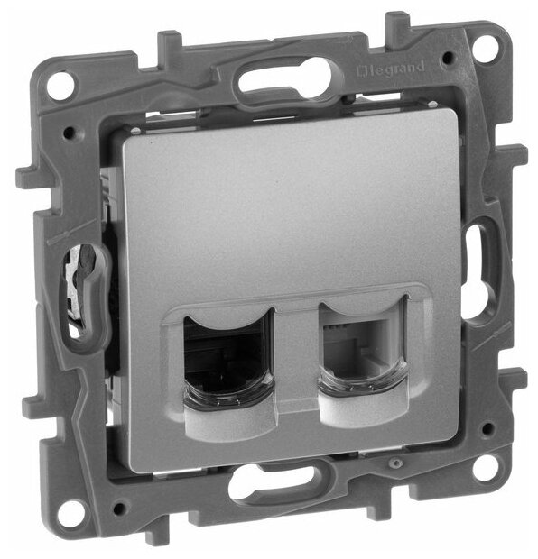 Legrand Etika Алюм Розетка тел.+ комп. (RJ11+RJ45) 5 кат. UTP 672452