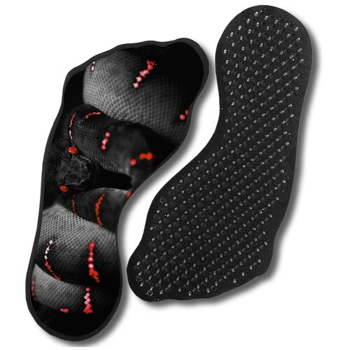 фото Доска с гвоздями садху для йоги с уф печатью, форма стопы (ноги), животные звери змея - 265, шаг 10мм чакра