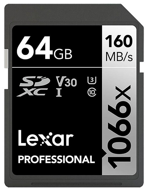 64GB Карта памяти Lexar Professional 1066x SDXC SILVER (LSD1066064G-BNNNG)