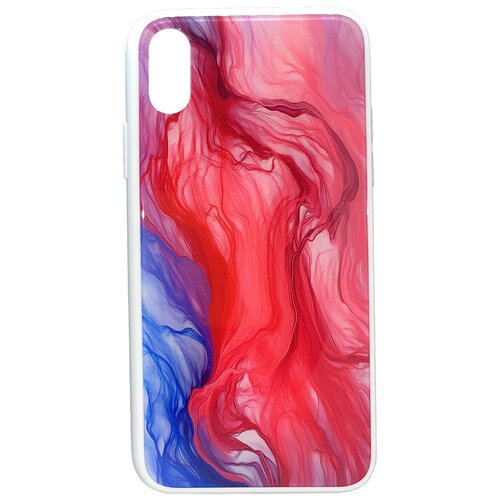 Накладка пластиковая Акварель с силиконовой окантовкой для Apple iPhone XS розовый