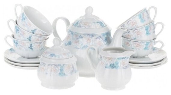 Чайный сервиз Thun "Роза" декор "Голубая роза" на 6 персон, 15 предметов
