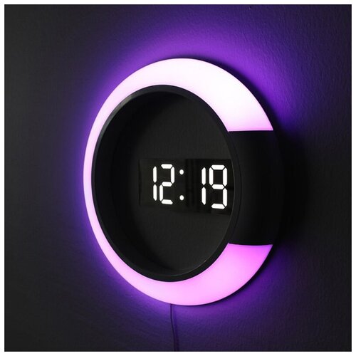 Светодиодные часы настенные/ LED часы с подсветкой/ 3D настенные часы/ Ночник