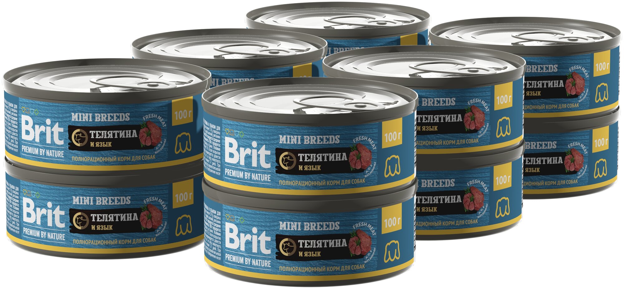 Влажный корм для собак Brit Premium by Nature Mini breeds телятина и язык (для мелких пород)
