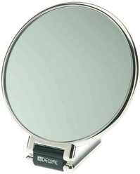 Зеркало настольное DEWAL, пластик, серебристое 14х23см