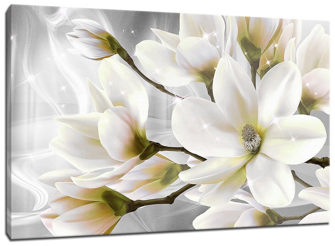 Картина Уютная стена "3D Белые распустившиеся цветы" 100х60 см