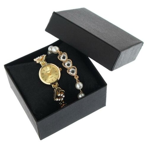 фото Наручные часы --- подарочный набор 2 в 1 "майоми": наручные часы d2.5 см, браслет, золотой