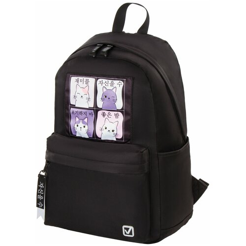 фото Рюкзак brauberg fashion city, универсальный, "anime cats", черный, 44х31х16 см, 229965