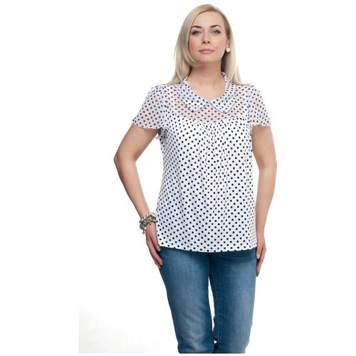 Блуза Olsi, размер 64, белый женская офисная блузка повседневная однотонная приталенная рубашка большого размера весна лето 2019