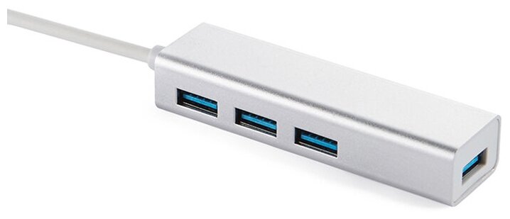 Концентратор-USB (разветвитель, хаб) GSMIN UB-01 на 4 порта USB 3.0 металлический (Серебристый)