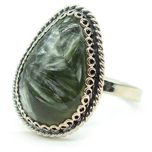 Кольцо Радуга Камня, серафинит, размер 17.5, зеленый кольцо радуга камня серафинит размер 18 зеленый