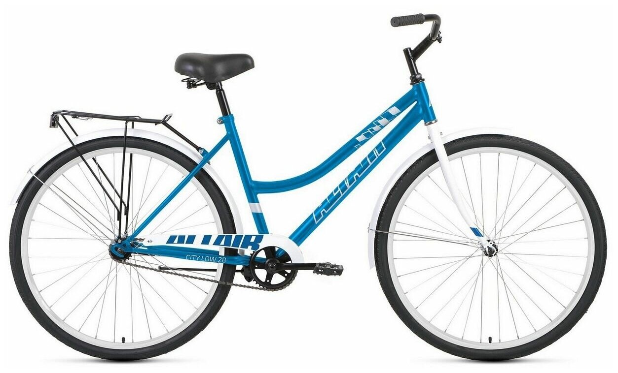 Велосипед ALTAIR CITY 28 low (2022) (Велосипед ALTAIR CITY 28 low (28" 1 ск. рост. 19") 2022, голубой/белый, RBK22AL28024)