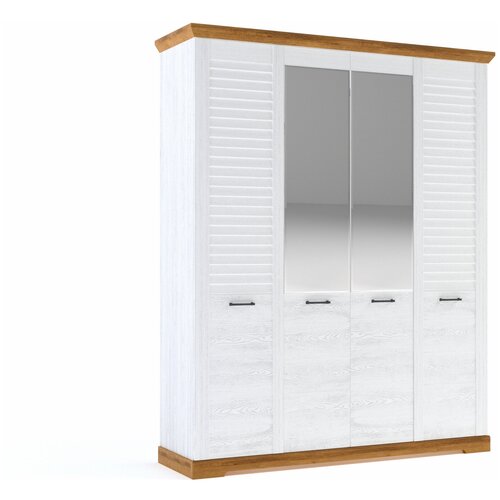 Шкаф 4-х дверный, Кантри (1860*558*2300) Сосна Андерсен, Орех Риббек натуральный, 11508