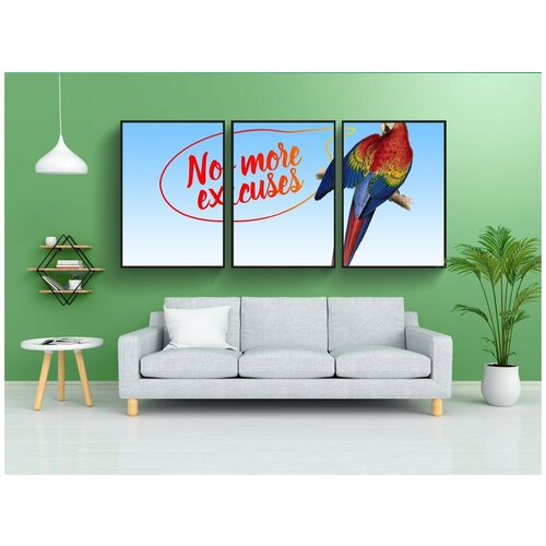 фото Набор модулных постеров для интерьера "извините, воздушный шар, попугай" 60x90 см. в тубусе, без рамки lotsprints