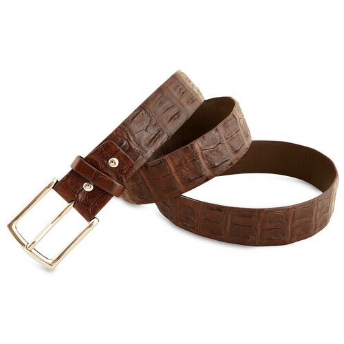 Ремень Exotic Leather, размер 120, коричневый ремень из кожи крокодила с 2 рядами