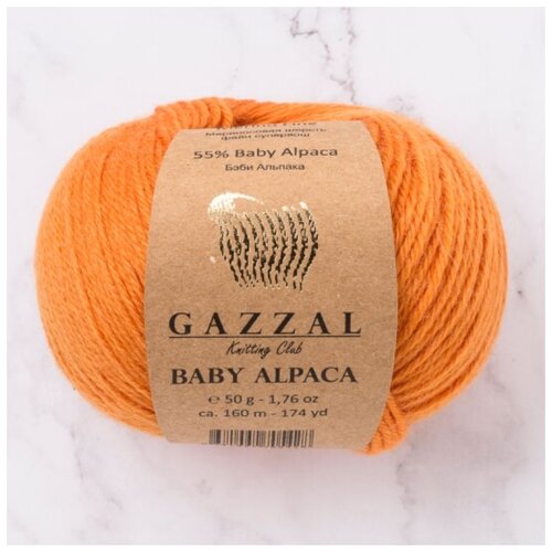 Пряжа GAZZAL Baby Alpaca, 55 % альпака, 45 % мериносовая шерсть, 50 г, 160 м, 5 шт., оранжевый (46008) 160 м