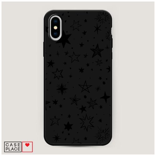 фото Чехол силиконовый матовый iphone xs max (10s max) звездочки графика черная case place