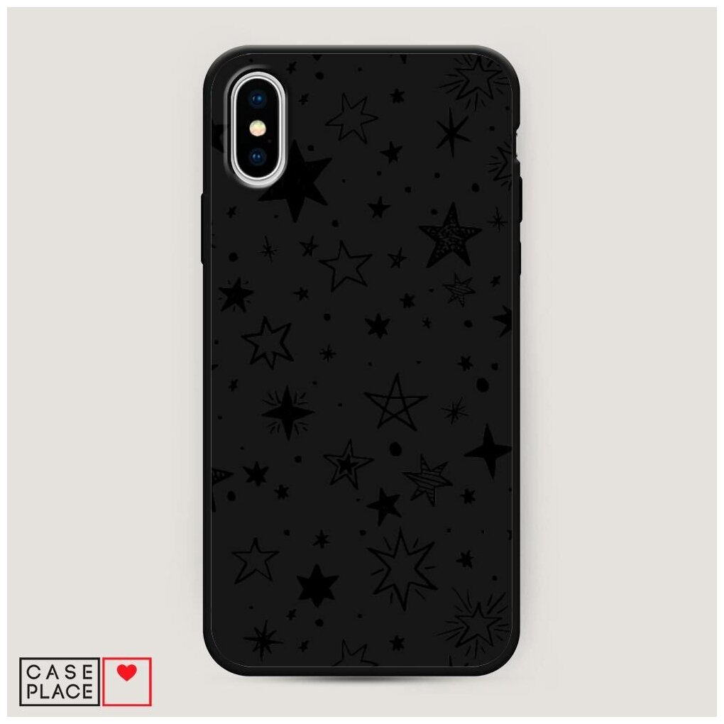 Матовый силиконовый чехол "Звездочки графика черная" на Apple iPhone XS Max (10S Max) / Айфон Иск Эс Макс