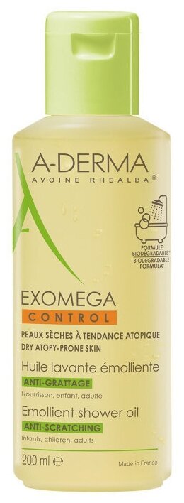 Масло для тела A-DERMA Exomega Control смягчающее очищающее, 200 мл