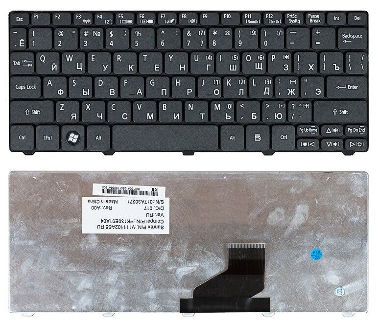 Клавиатура для ноутбука Acer Aspire One 532 черная 820₽