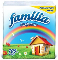 Салфетки бумажные Familia 900шт (9 пачек по 100 шт)