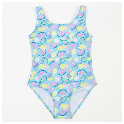 фото Котмаркот купальник слитный для девочки, цвет мята/фрукты, рост 98 см