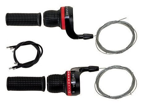 Переключатели велосипедные на руль грипшифтеры 3х7скор.+ручки+троса+рубашки VENTURA