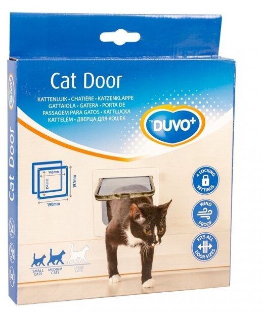 Дверь для кошек, DUVO+ белая рамка, 19x19.7см (Бельгия)