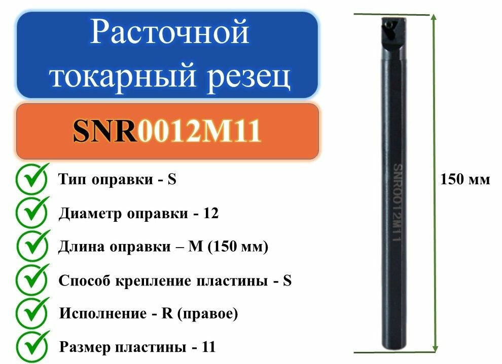 SNR0012M11 Расточной токарный резец для резьбы