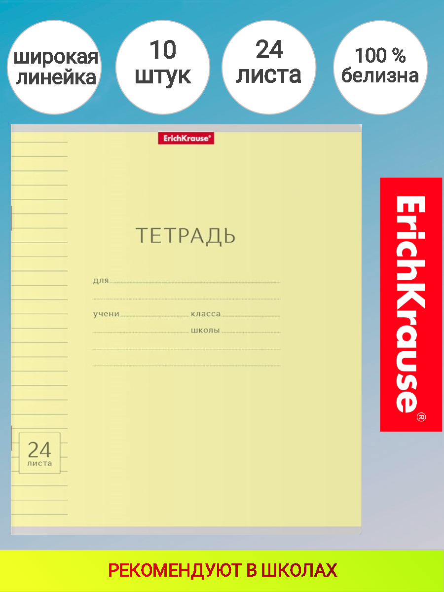 Тетрадь А5 24 листа линейка Erich Krause Классика жёлтая - фото №4