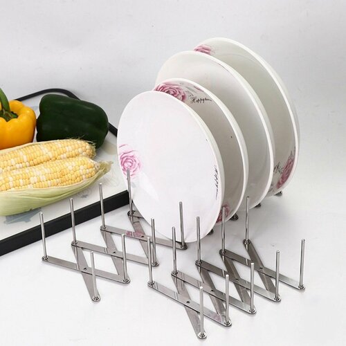 Сушилка для тарелок. Подставка посуды раздвижная металлическая складная. Сушка настольная . Loloki