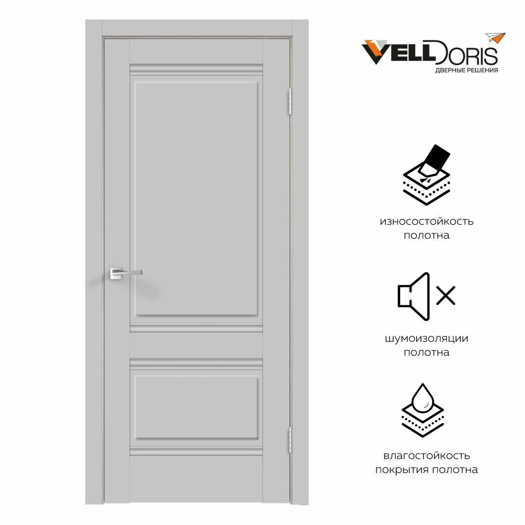 фото Полотно экошпон ALTO глухое 2P без притвора Серый Эмалит, 800х2000, LR, б/врезки замка и петель