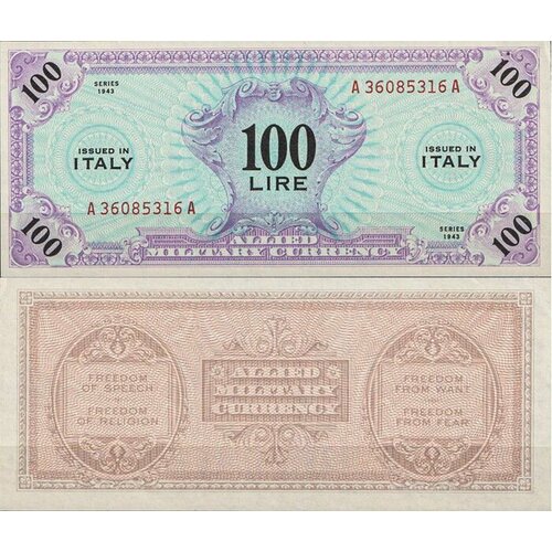 Италия 100 лир 1943 (UNC Pick M16) 100 лир 1958 италия из оборота