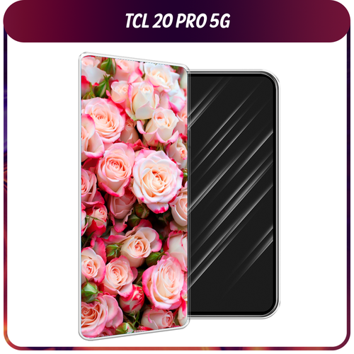 Силиконовый чехол на TCL 20 Pro 5G / ТСЛ 20 Про 5G Много роз силиконовый чехол на tcl 20 pro 5g тсл 20 про 5g роза в краске