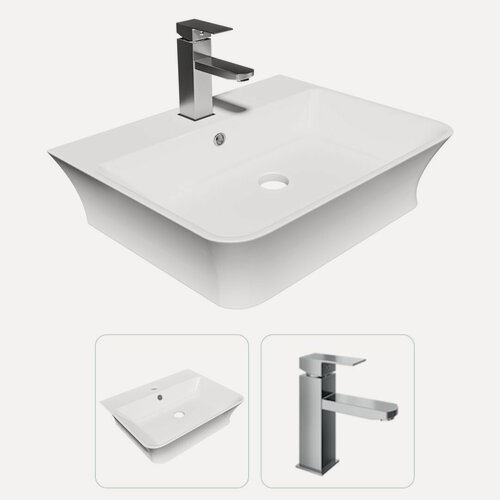 Изображение товара Раковина накладная для ванной Teymi Aina 49 в комплекте смеситель хром F07330