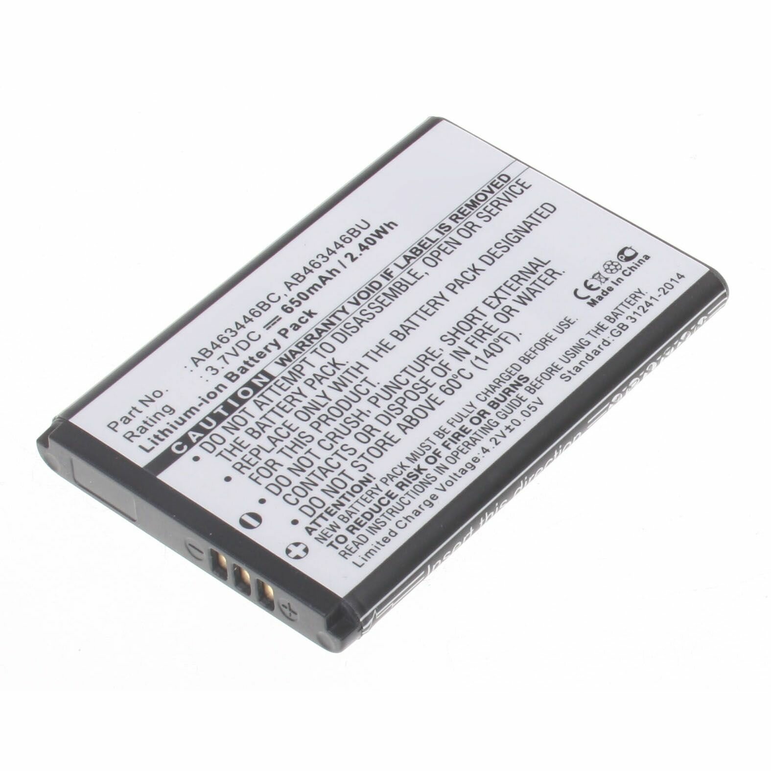 Аккумуляторная батарея iBatt 650mAh для Samsung AB463446BU GT-C3300 Diva Folder Champ