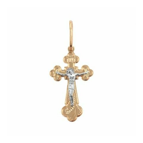 крест из золота бр080222 Крестик Tosya, красное, комбинированное золото, 585 проба