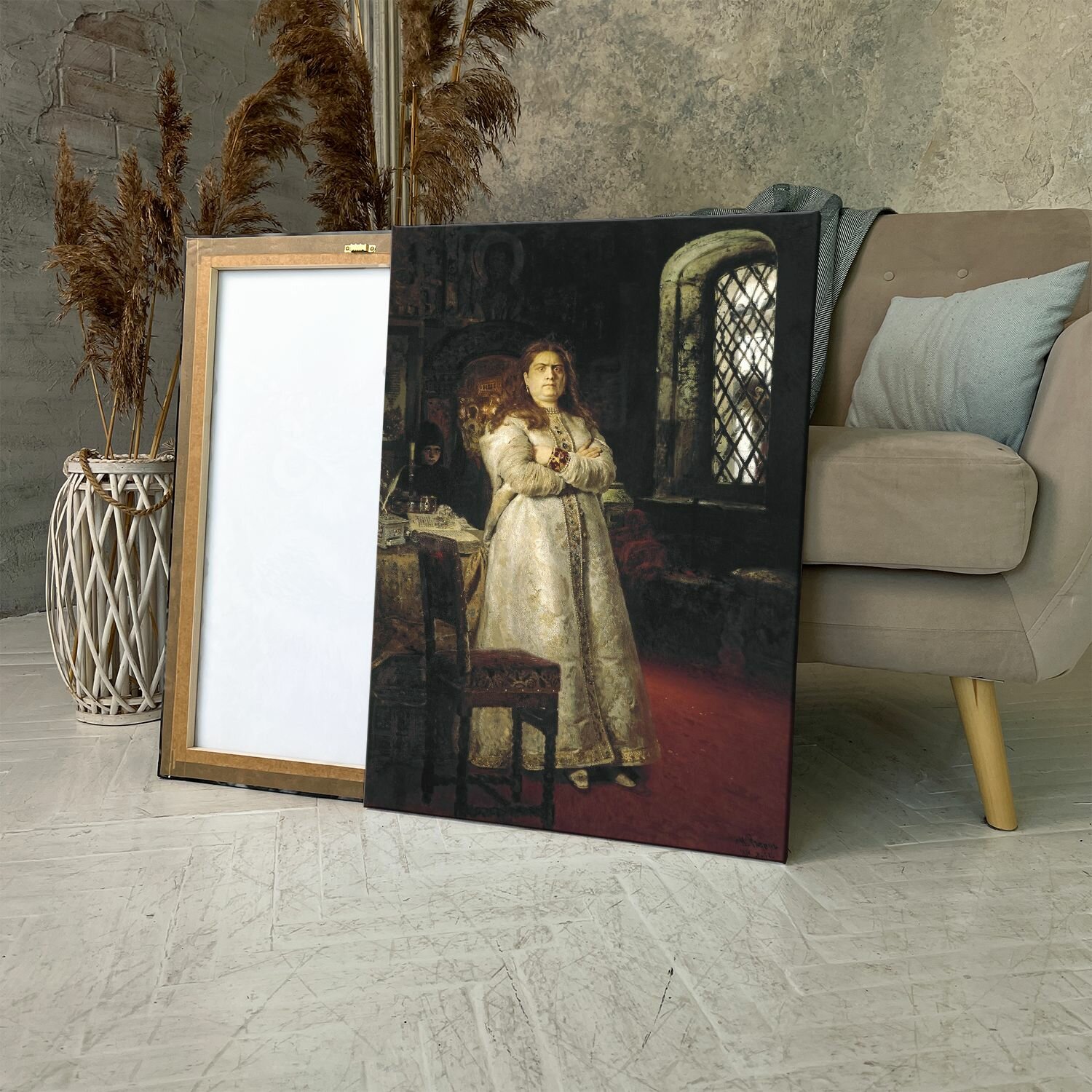 Картина на холсте (Картина женщины в белом платье) 40x60 см. Интерьерная, на стену.