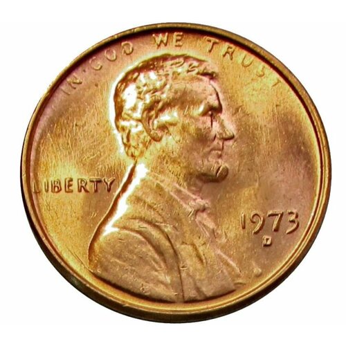 1 цент 1973 США D , UNC сша 1 цент 1973 г memorial cent линкольн d zn cu