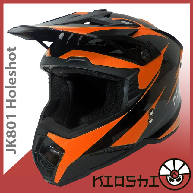 Шлем кроссовый KIOSHI JK801 Holeshot L(59-60) черный оранжевый глянец