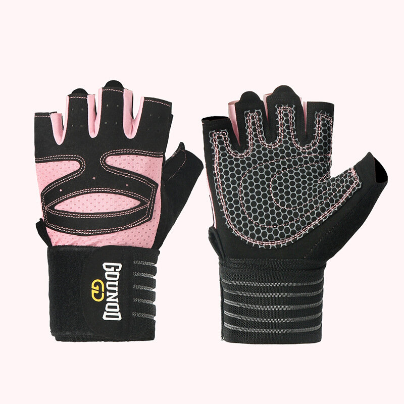 Перчатки GOUNOD Iron Fitness, для фитнеса, удлиненные, розовые