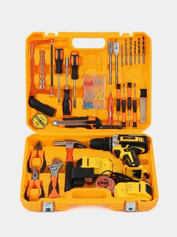 фото Дрель-шуруповерт Шуруповерт с большим набором, От аккумулятора, 18 В, 38 Нм, 2 АКБм