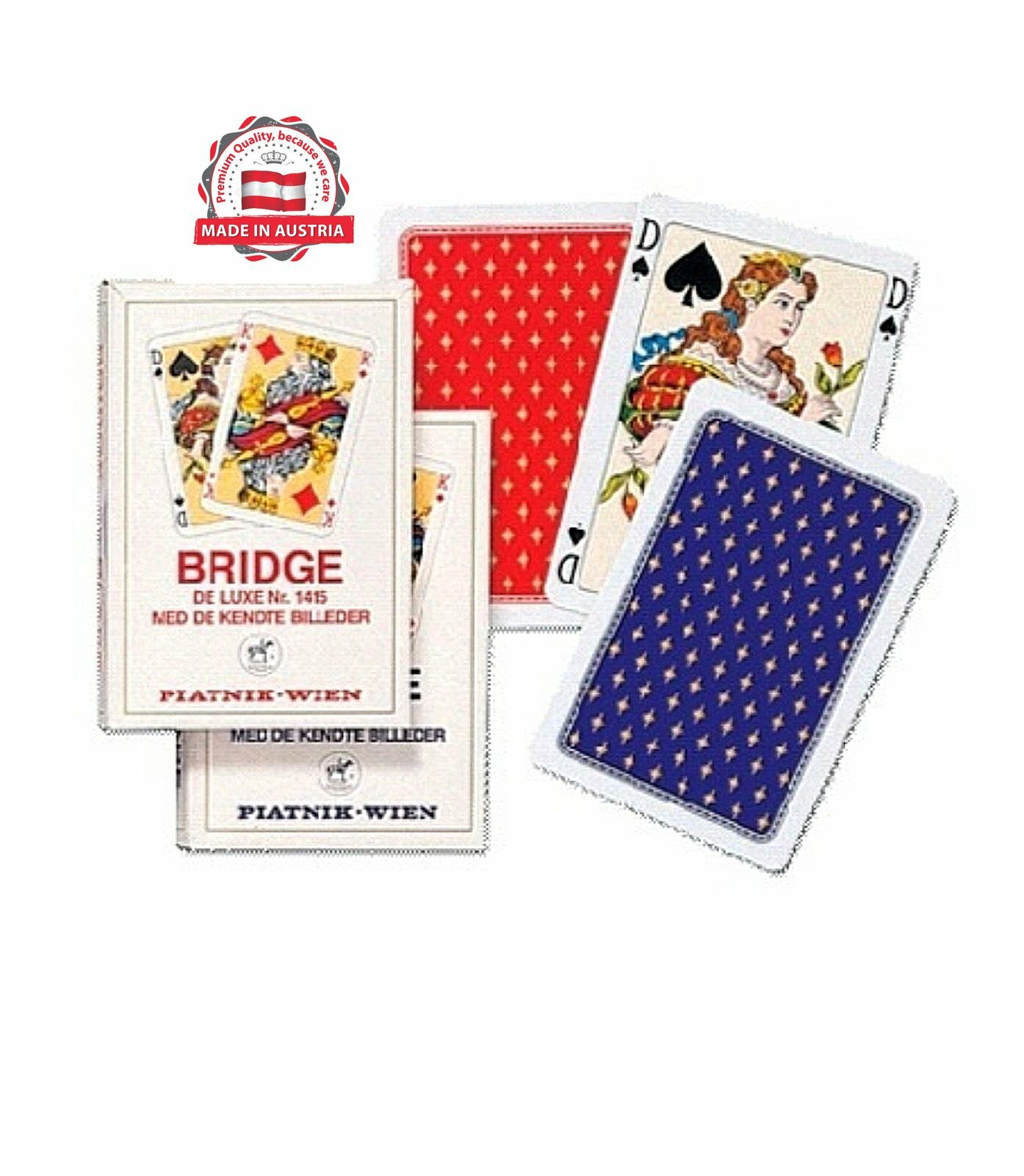 Карты игральные профессиональные Piatnik "Золотая звезда", bridge de luxe, красная рубашка,55, цвет красный / Карты для игры в покер / Настольная игра красная рубашка
