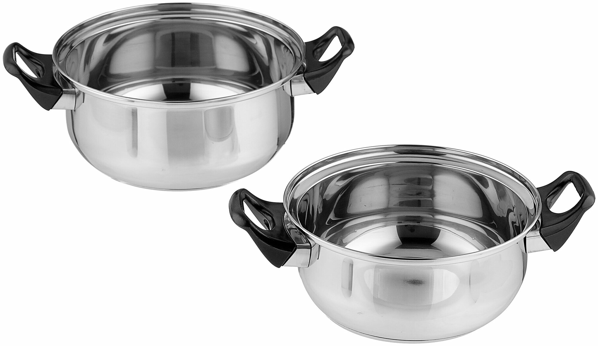 Набор посуды из 4 предметов BAKS-SET-4 из нерж стали (2 кастрюли с крышками - 2/2,8 л; 18/20 см-диа) — фото 1