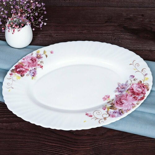 Блюдо овальное 300х220 мм из серии Розовая композиция 640₽