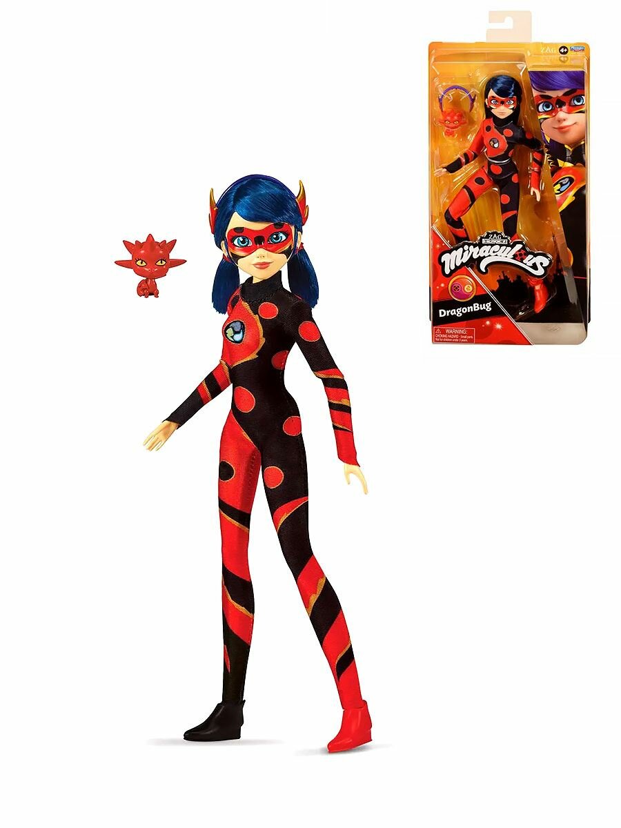 Кукла Дракон Баг 27 см с аксессуарами Miraculous 50010. Леди Баг и Супер Кот