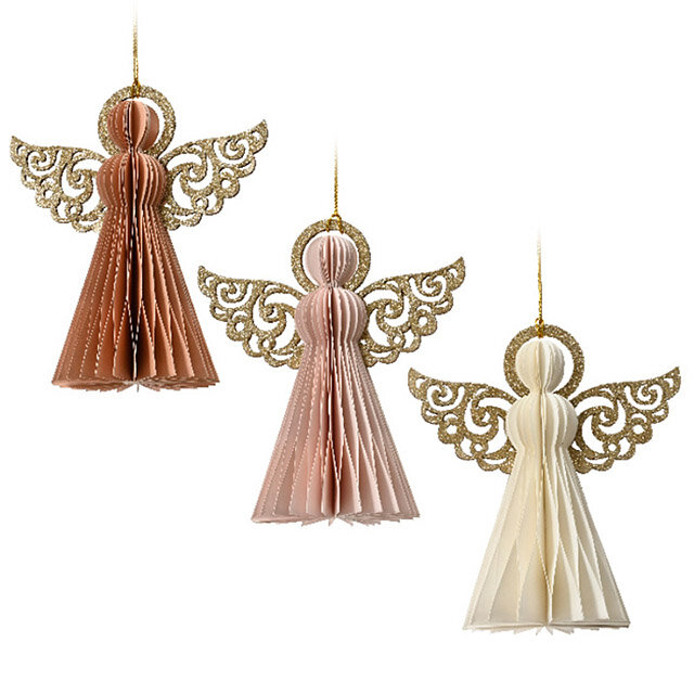 Набор подвесных украшений из бумаги Ангелы Хавенвилля 14 см 3 шт Kaemingk 740588-набор-2