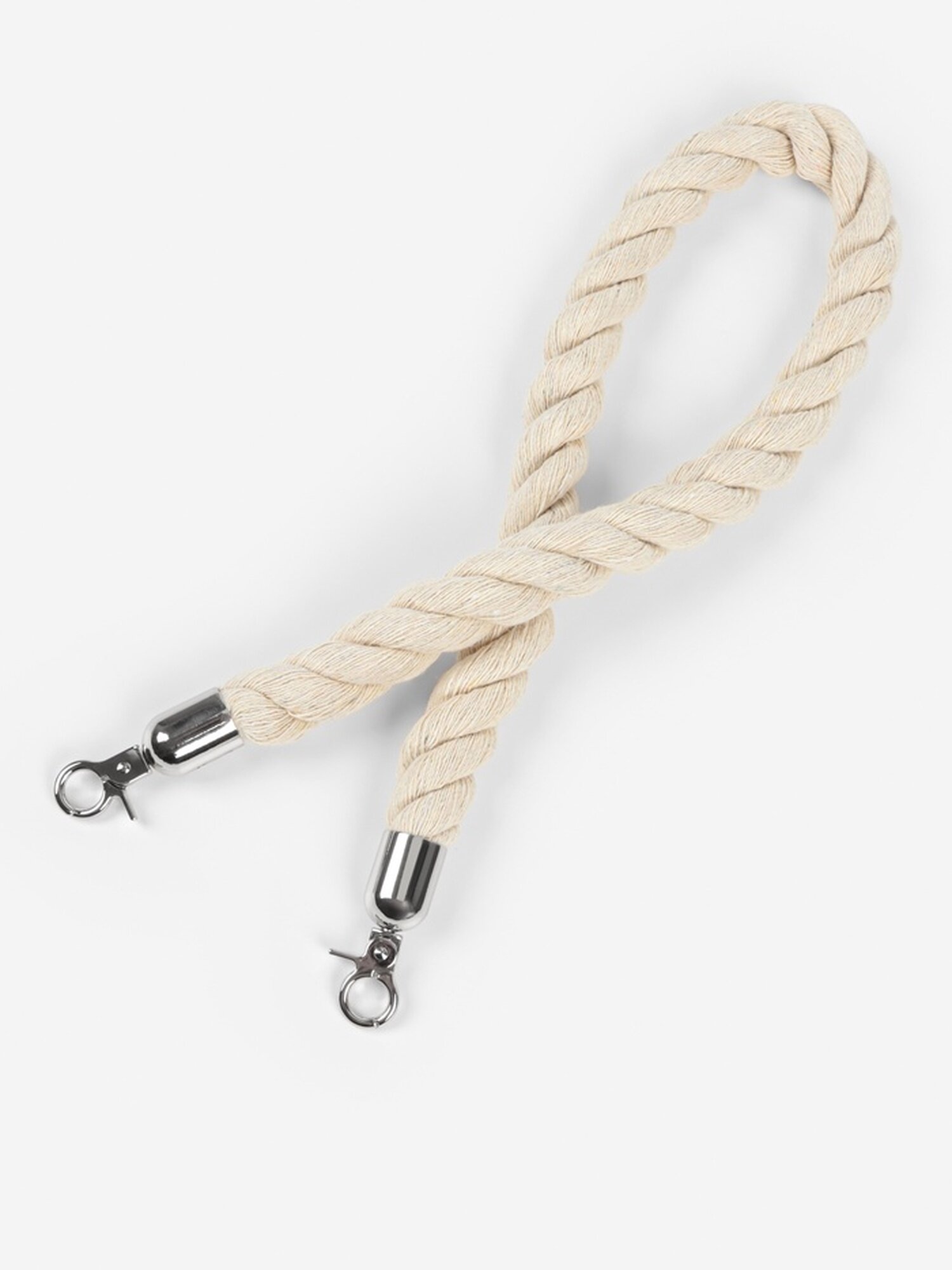 Ручка для сумки канат 60 × 15 см с карабинами цвет кремовый/серебряный