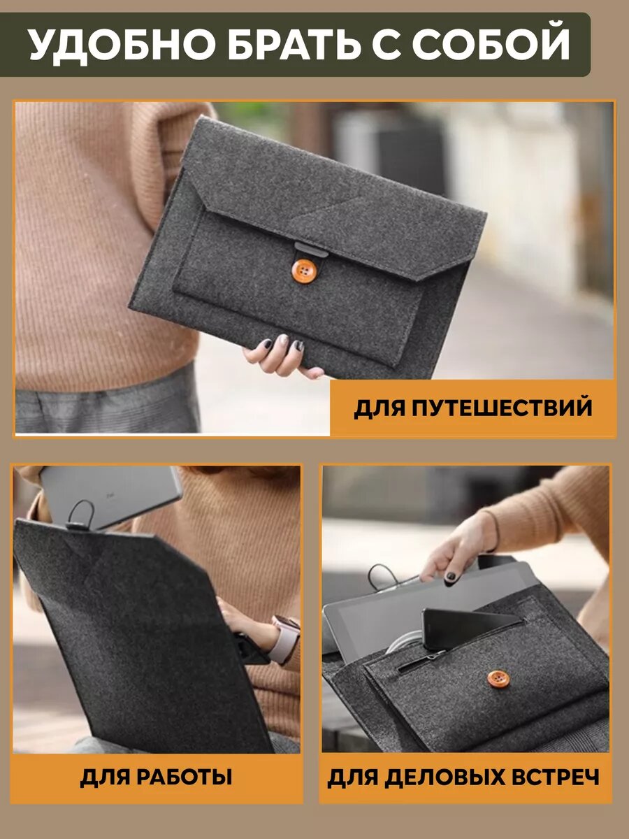 Чехол конверт сумка для ноутбука MacBook Air/Pro 13/14, фетровый — фото 1