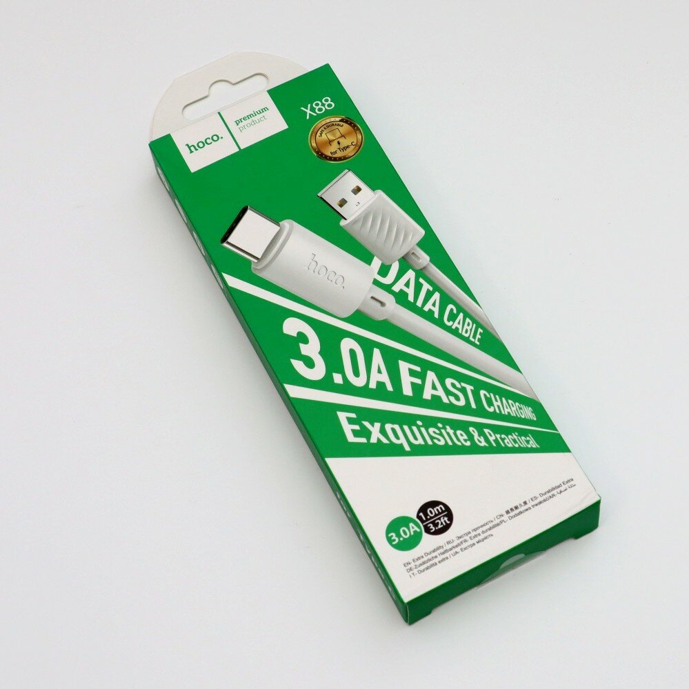 Кабель USB - Type-C (Am-Cm) Hoco X88, 3А, длина 1м, цвет белый — фото 1